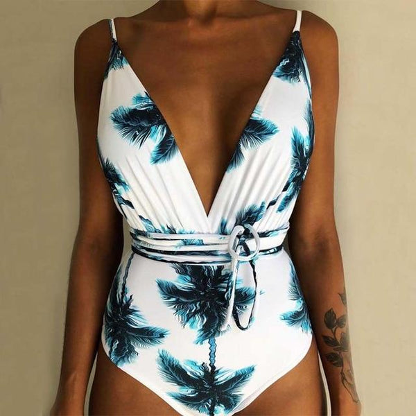 Bikinx Floral print push up one piece swimsuit female Sexy bathers brazilian bikini 2019 Deep v halter swimwear women monokini