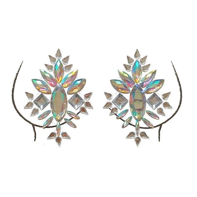 Resin Rhinestone Chest Glitter Sticker For Female Rhinestone Body Chest Tattoo Sticker Decoration Festival Party Ornaments