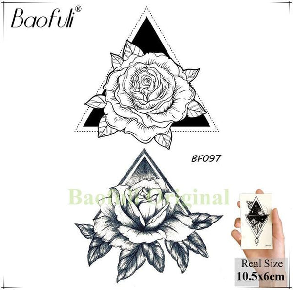 BAOFULI 20 Styles Women Black Flowers Tattoo Transferable Fake 3D Body Art Tatoos Neck Arms Sleeve Rose Temporary Tattoo Sticker