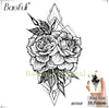 BAOFULI 20 Styles Women Black Flowers Tattoo Transferable Fake 3D Body Art Tatoos Neck Arms Sleeve Rose Temporary Tattoo Sticker