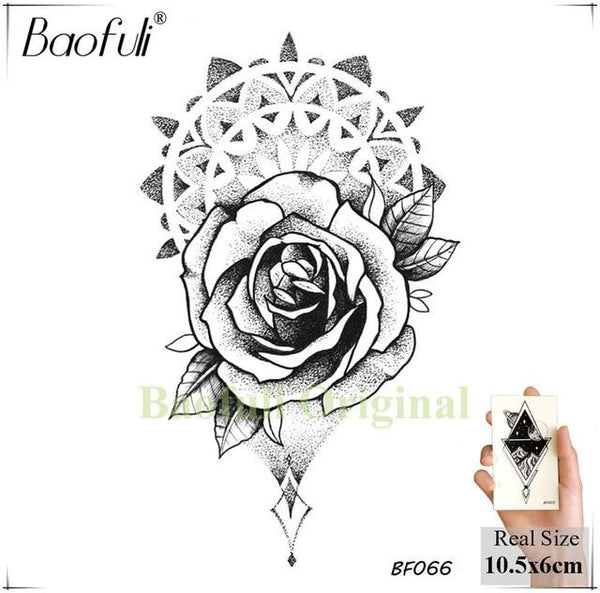 BAOFULI 20 Styles Women Black Flowers Tattoo Transferable Fake 3D Body Art Tatoos Neck Arms Sleeve Rose Temporary Tattoo Sticker