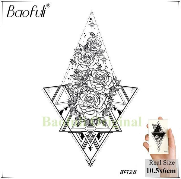 BAOFULI 20 Styles Women Black Flowers Tattoo Transferable Fake 3D Body Art Tatoos Neck Arms Sleeve Rose Temporary Tattoo Sticker