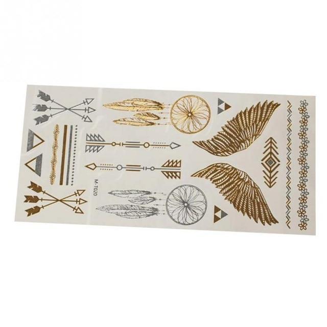 Bohemian Women Men Body Art Gold Metallic Tattoo Sticker Chain Bracelet Fake Jewelry Waterproof Temporary Tattoos Sticker #20