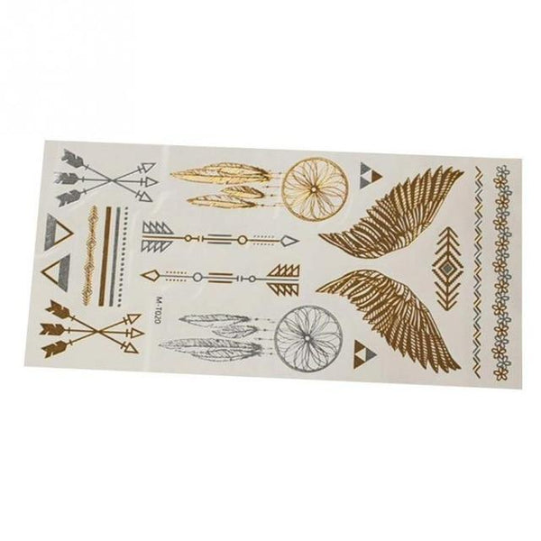 Bohemian Women Men Body Art Gold Metallic Tattoo Sticker Chain Bracelet Fake Jewelry Waterproof Temporary Tattoos Sticker #20