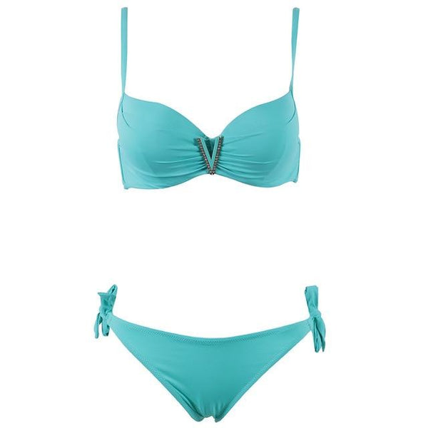 TQSKK 2019 New Sexy Push Up Low Waist Bikinis Solid Women Swimsuit Female Summer Beach Wear Bikini Set Swim Bathing Suit Biquini