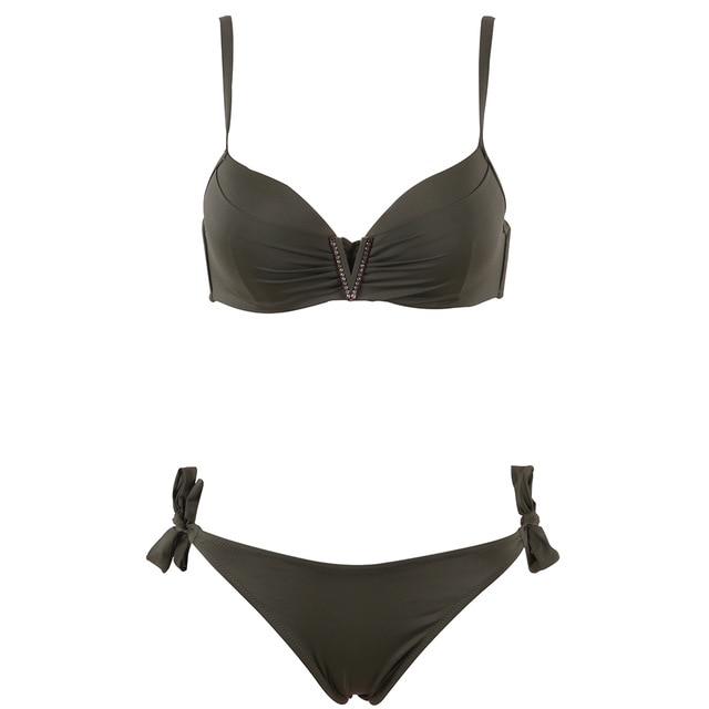 TQSKK 2019 New Sexy Push Up Low Waist Bikinis Solid Women Swimsuit Female Summer Beach Wear Bikini Set Swim Bathing Suit Biquini