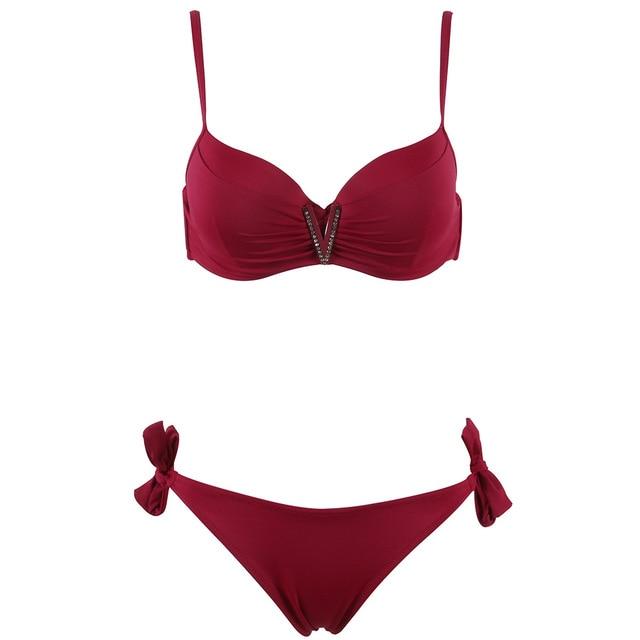 TQSKK 2019 New Sexy Push Up Low Waist Bikinis Solid Women Swimsuit Female Summer Beach Wear Bikini Set Swim Bathing Suit Biquini
