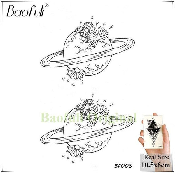 BAOFULI Men Black Waterproof Temporary Tattoo Astronaut Children Universe Series Fake Arm Tatoos Body Art Cartoon Tattoo Sticker