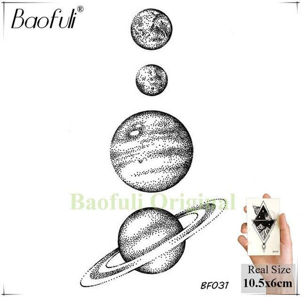 BAOFULI Men Black Waterproof Temporary Tattoo Astronaut Children Universe Series Fake Arm Tatoos Body Art Cartoon Tattoo Sticker