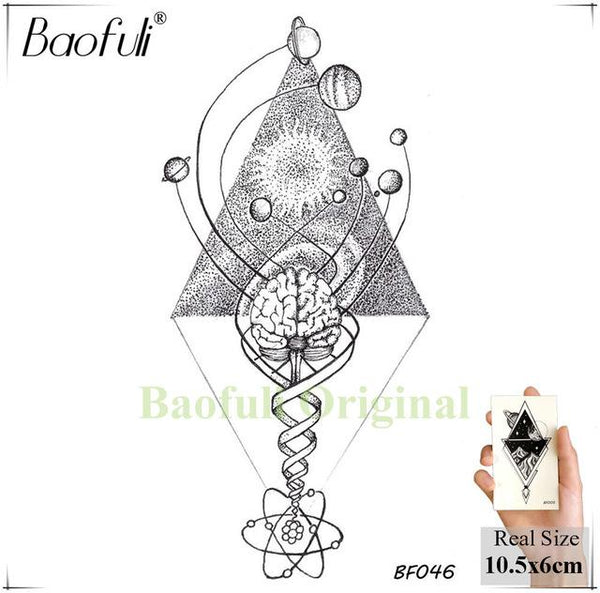 BAOFULI Men Black Waterproof Temporary Tattoo Astronaut Children Universe Series Fake Arm Tatoos Body Art Cartoon Tattoo Sticker