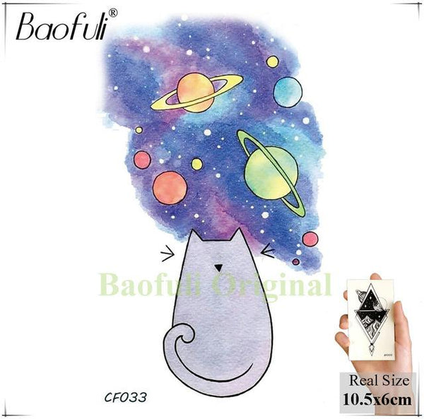 BAOFULI Men Black Waterproof Temporary Tattoo Astronaut Children Universe Series Fake Arm Tatoos Body Art Cartoon Tattoo Sticker