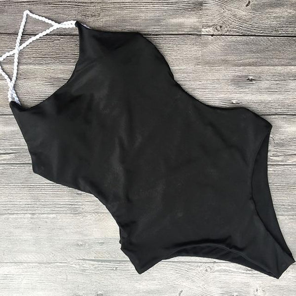 Sexy One Piece Swimsuit Black Monokini Backless Trikini 2018 Swimwear Women Bikinis Thong Triquini Female Bandage Bathing Suits