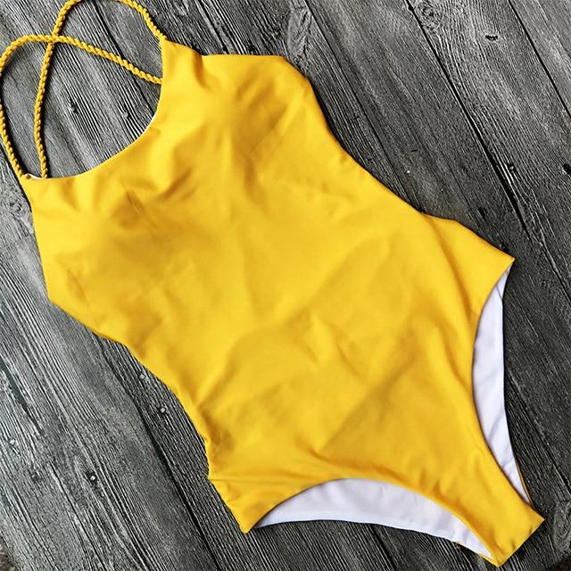 Sexy One Piece Swimsuit Black Monokini Backless Trikini 2018 Swimwear Women Bikinis Thong Triquini Female Bandage Bathing Suits
