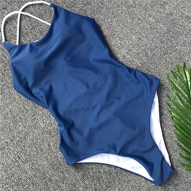 Sexy One Piece Swimsuit Black Monokini Backless Trikini 2018 Swimwear Women Bikinis Thong Triquini Female Bandage Bathing Suits