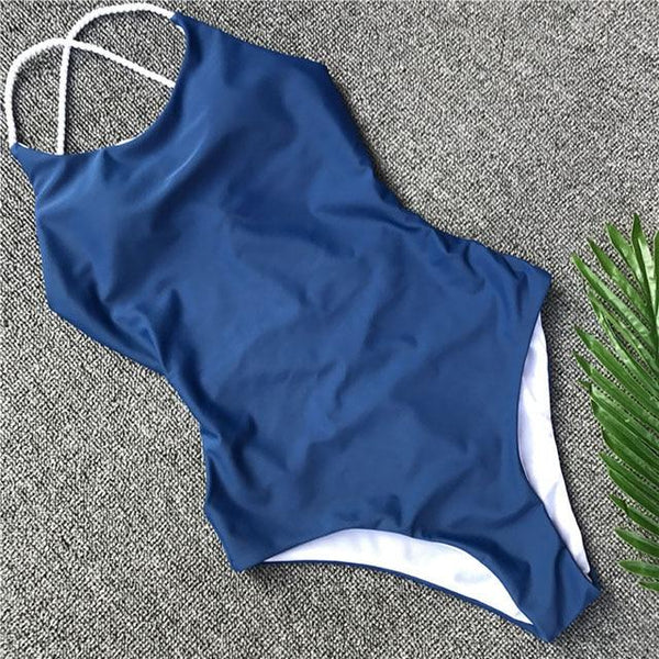 Sexy One Piece Swimsuit Black Monokini Backless Trikini 2018 Swimwear Women Bikinis Thong Triquini Female Bandage Bathing Suits