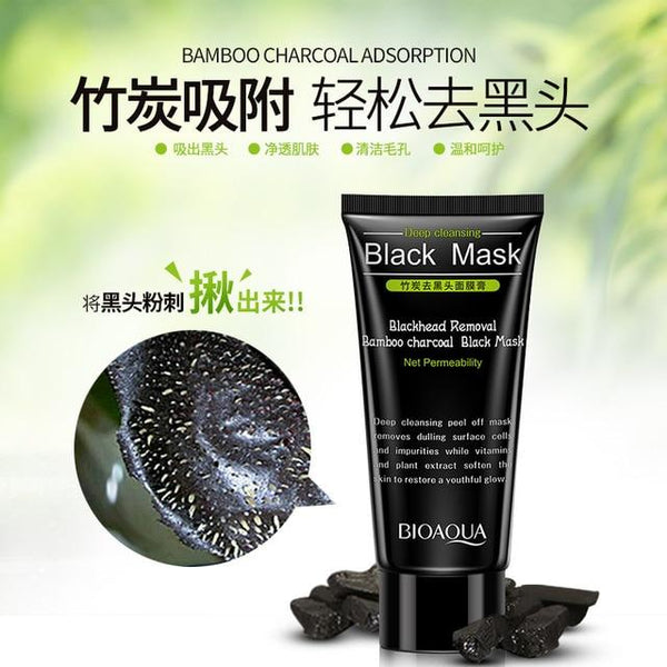 BIOAQUA Blackhead Removal Bamboo charcoal Oil-control Black Mask Deep Cleansing Peel Off Nose Mask Shrink Pores Acne Treatment