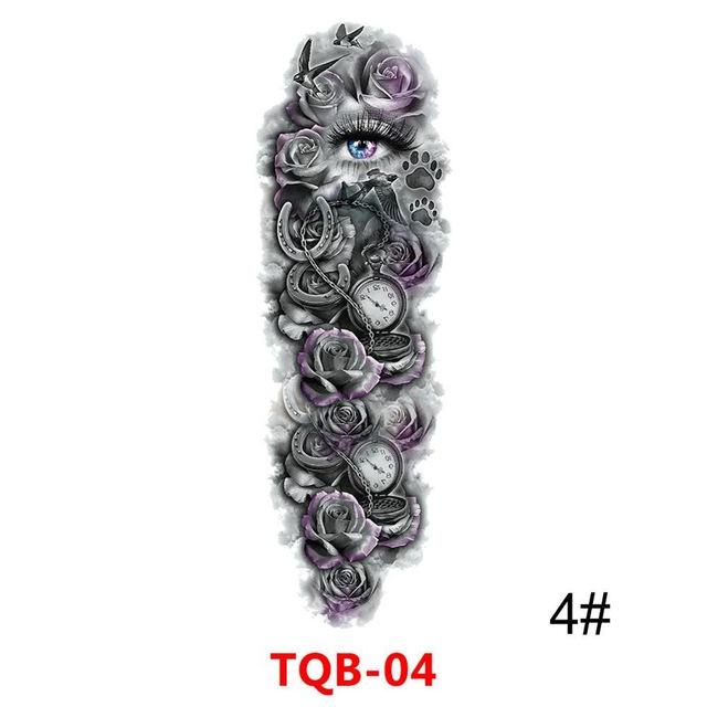 Large Arm Sleeve Tattoo Waterproof Temporary Tattoo Sticker Skull Rose Lotus Women Men Girl Full Flower Body Art Tatoo #288345