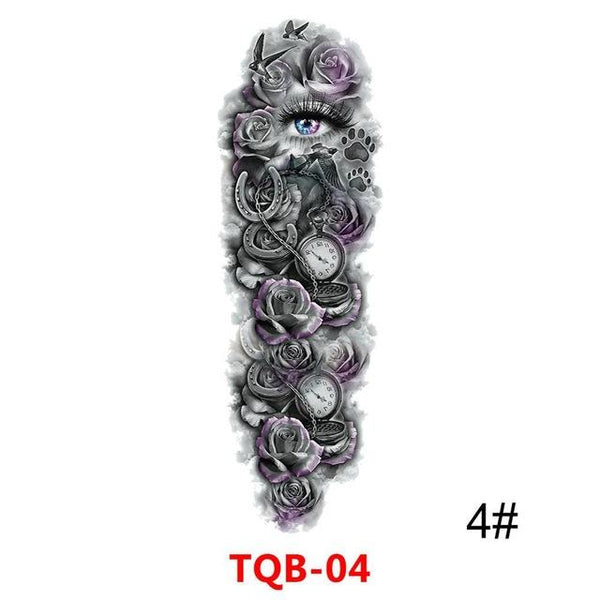 Large Arm Sleeve Tattoo Waterproof Temporary Tattoo Sticker Skull Rose Lotus Women Men Girl Full Flower Body Art Tatoo #288345