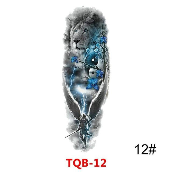 Large Arm Sleeve Tattoo Waterproof Temporary Tattoo Sticker Skull Rose Lotus Women Men Girl Full Flower Body Art Tatoo #288345