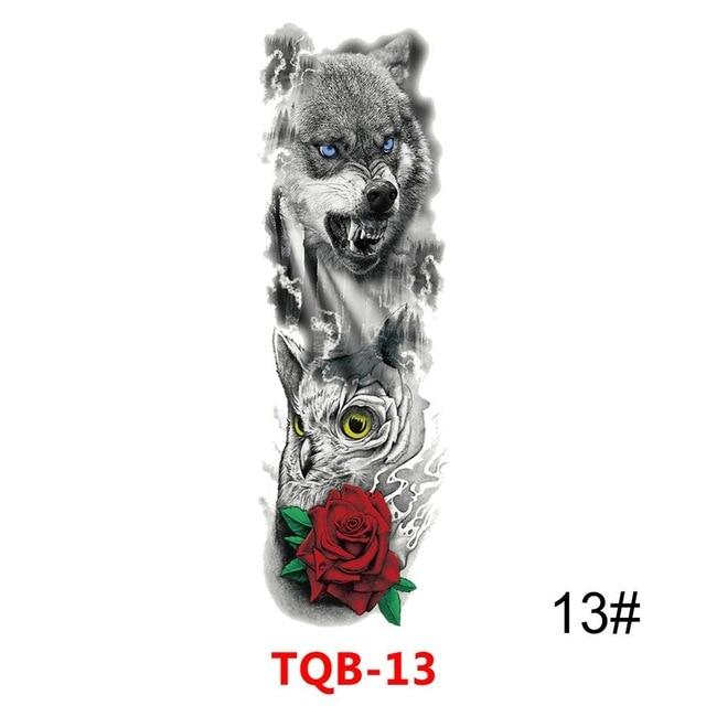 Large Arm Sleeve Tattoo Waterproof Temporary Tattoo Sticker Skull Rose Lotus Women Men Girl Full Flower Body Art Tatoo #288345
