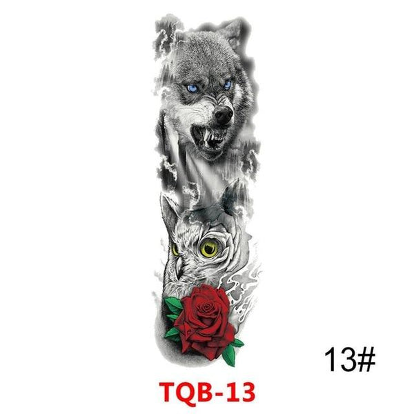 Large Arm Sleeve Tattoo Waterproof Temporary Tattoo Sticker Skull Rose Lotus Women Men Girl Full Flower Body Art Tatoo #288345
