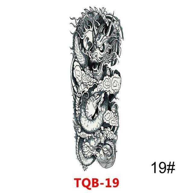 Large Arm Sleeve Tattoo Waterproof Temporary Tattoo Sticker Skull Rose Lotus Women Men Girl Full Flower Body Art Tatoo #288345