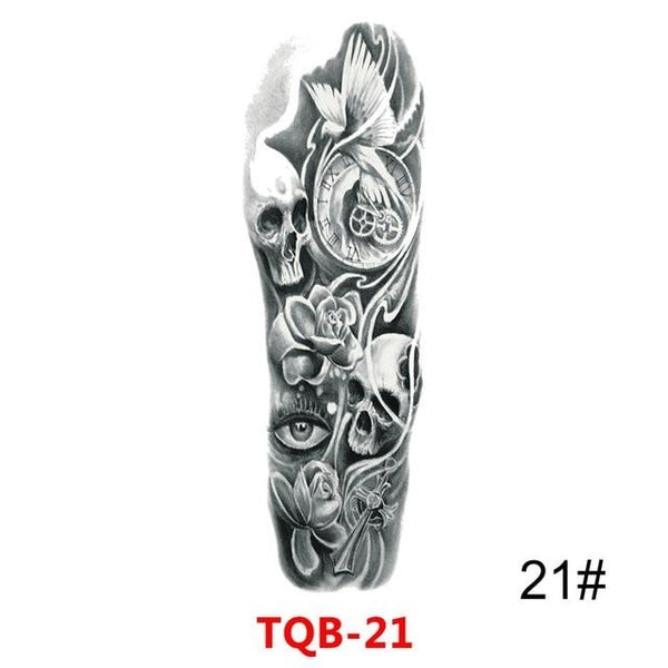 Large Arm Sleeve Tattoo Waterproof Temporary Tattoo Sticker Skull Rose Lotus Women Men Girl Full Flower Body Art Tatoo #288345