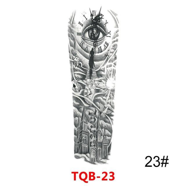 Large Arm Sleeve Tattoo Waterproof Temporary Tattoo Sticker Skull Rose Lotus Women Men Girl Full Flower Body Art Tatoo #288345