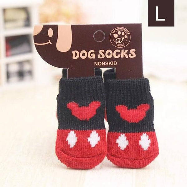 4PCS Warm Puppy Dog Shoes Soft Acrylic Pet Knits Socks Cute Cartoon Anti Slip Anti Skid Socks For Small Dogs Pet Products S/M/L