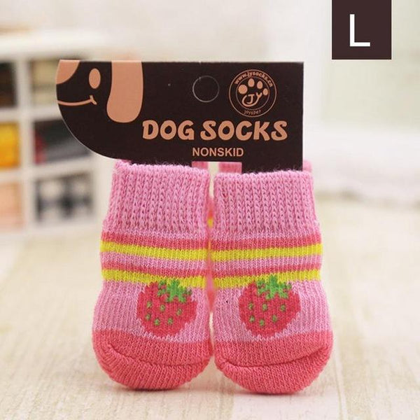 4PCS Warm Puppy Dog Shoes Soft Acrylic Pet Knits Socks Cute Cartoon Anti Slip Anti Skid Socks For Small Dogs Pet Products S/M/L