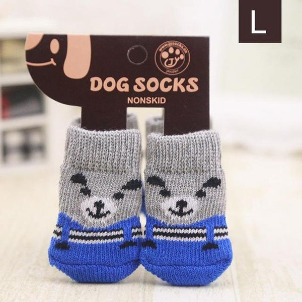 4PCS Warm Puppy Dog Shoes Soft Acrylic Pet Knits Socks Cute Cartoon Anti Slip Anti Skid Socks For Small Dogs Pet Products S/M/L