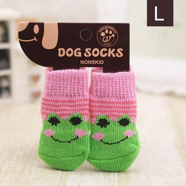 4PCS Warm Puppy Dog Shoes Soft Acrylic Pet Knits Socks Cute Cartoon Anti Slip Anti Skid Socks For Small Dogs Pet Products S/M/L