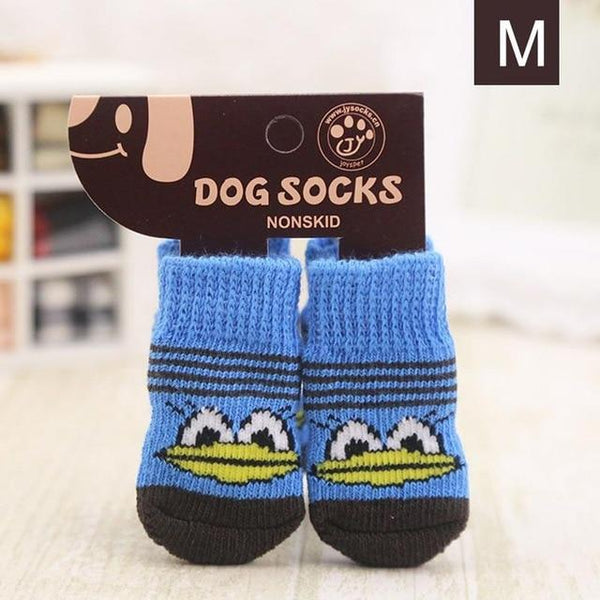 4PCS Warm Puppy Dog Shoes Soft Acrylic Pet Knits Socks Cute Cartoon Anti Slip Anti Skid Socks For Small Dogs Pet Products S/M/L