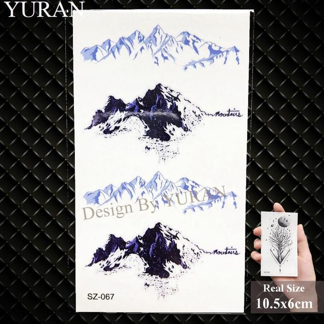 YURAN Black Iceberg Temporary Tattoo Stickers Mountain Arm Art Men Fake Tatoos Triangle Women Rivers Land Water Transfer Tattoo