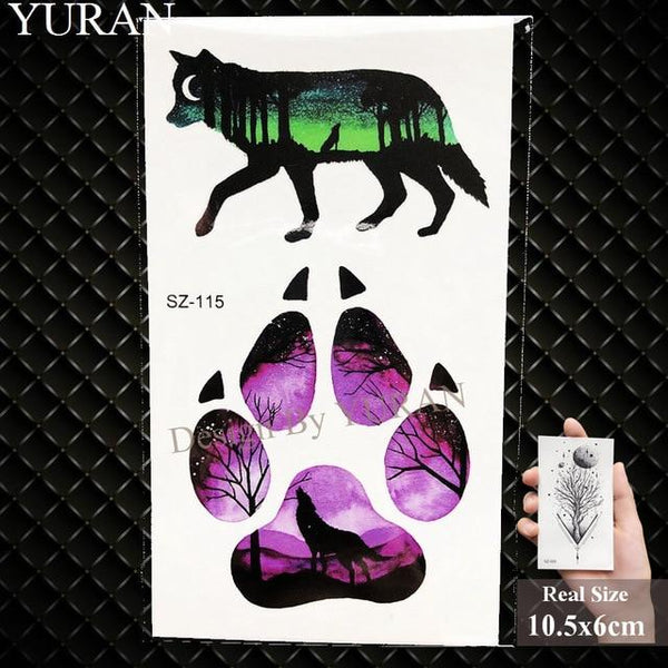 YURAN Black Iceberg Temporary Tattoo Stickers Mountain Arm Art Men Fake Tatoos Triangle Women Rivers Land Water Transfer Tattoo