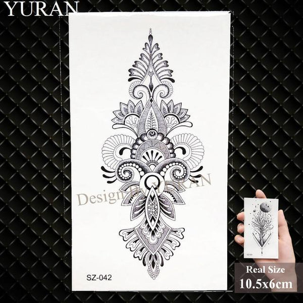 YURAN Black Iceberg Temporary Tattoo Stickers Mountain Arm Art Men Fake Tatoos Triangle Women Rivers Land Water Transfer Tattoo