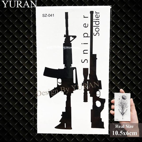 YURAN Men Fashion Black Tattoo Stickers Little Peak Wolf Temporary Tattoo Women Body Art Painting Forearm Waterproof Tatoos Moon