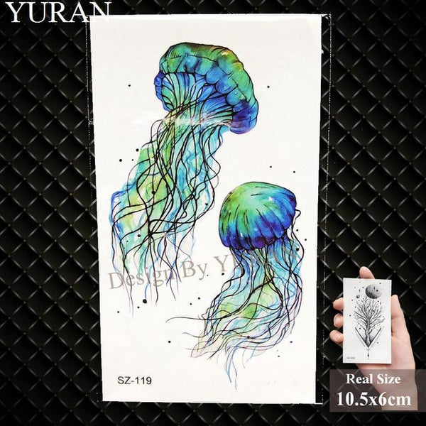YURAN Men Fashion Black Tattoo Stickers Little Peak Wolf Temporary Tattoo Women Body Art Painting Forearm Waterproof Tatoos Moon
