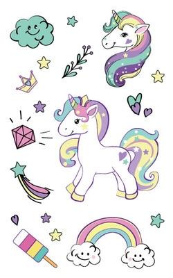 Waterproof Temporary Tattoo Sticker Cute Unicorn Fake Tatoo Tatouage Temporaire Flash Tatto hand foot For Kids Children Girl