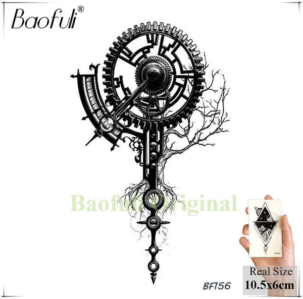 BAOFULI Women DIY Henna Flowers Temporary Tattoo Black Lotus Sleeve Fake Tatoos Body Art Jewelry Waterproof Arm Tattoo Stickers