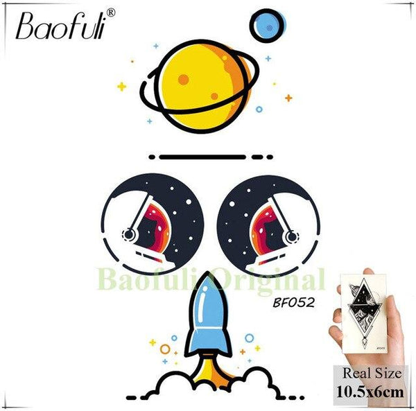 BAOFULI DIY Men Temporary Universe Cosmonaut Tattoo Black Waterproof Fake Tattoo Transferable Body Arm Astronaut Tatoos Stickers