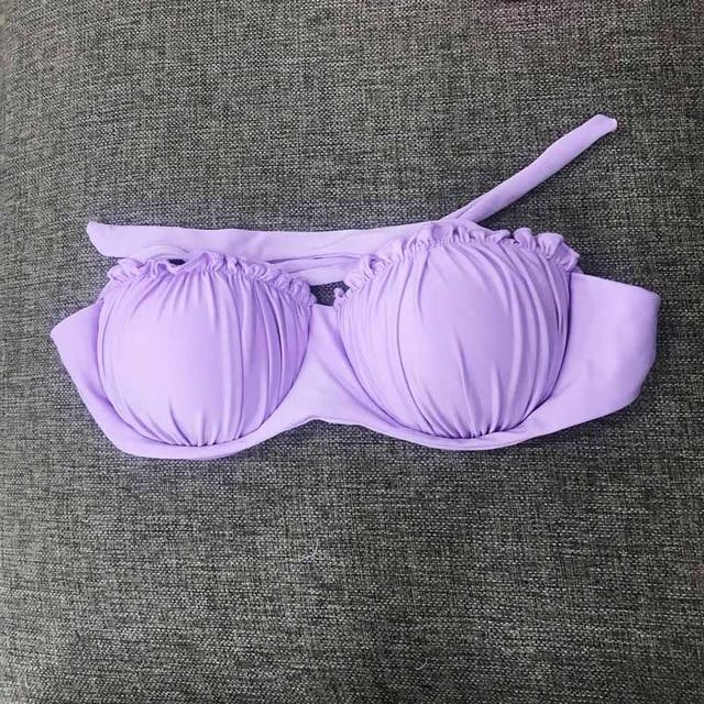 Solid Bikini Women Tops And Bottoms Bandage Swimwear Women Ruffle Swimwear Bra And Shorts Print Swimsuit Female Bikini 2019