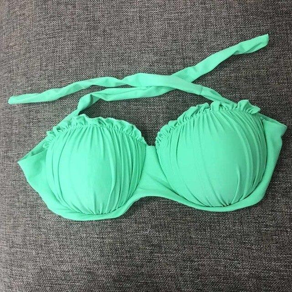 Solid Bikini Women Tops And Bottoms Bandage Swimwear Women Ruffle Swimwear Bra And Shorts Print Swimsuit Female Bikini 2019