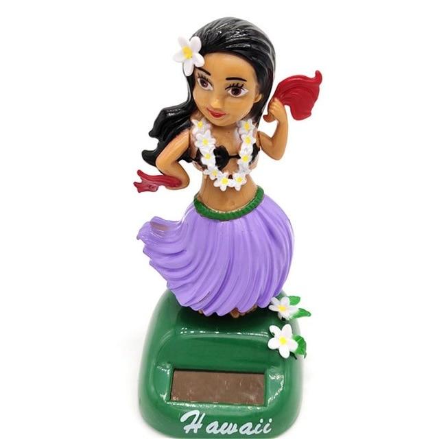 Solar Dancing Hawaii girl Hula Shaking Head Toy  Auto Interior Decompression Dashboard Decoration Car Ornaments car accessories