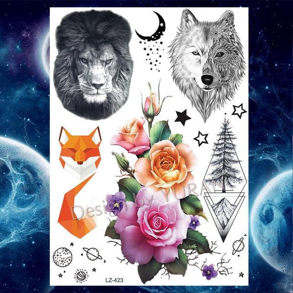 Roses Waterproof Temporary Tattoo Stickers Women Dating Makeup Back Art Tattoo Paste 21x15CM Large Body Arm Chest Tatoo Wall