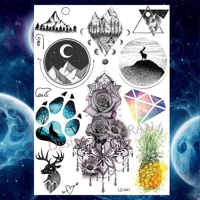 Roses Waterproof Temporary Tattoo Stickers Women Dating Makeup Back Art Tattoo Paste 21x15CM Large Body Arm Chest Tatoo Wall