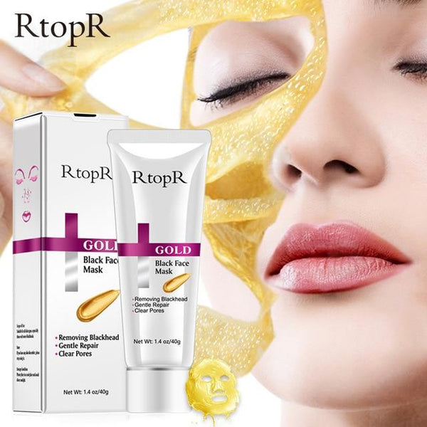 RtopR New Gold Remove Blackhead Mask Face Pore Peeling Acne Treatment Nose Deep Cleansing Face Whitening Hydrating  Golden mud