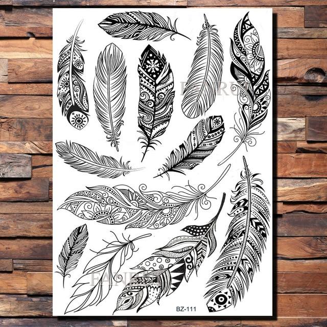 Lace Black Henna Temporary Tattoo Sticker Owl Mandala Waterproof Fake Tattoo Body Art Women 20x15CM Mehndi Bracelet Tatoo Paste