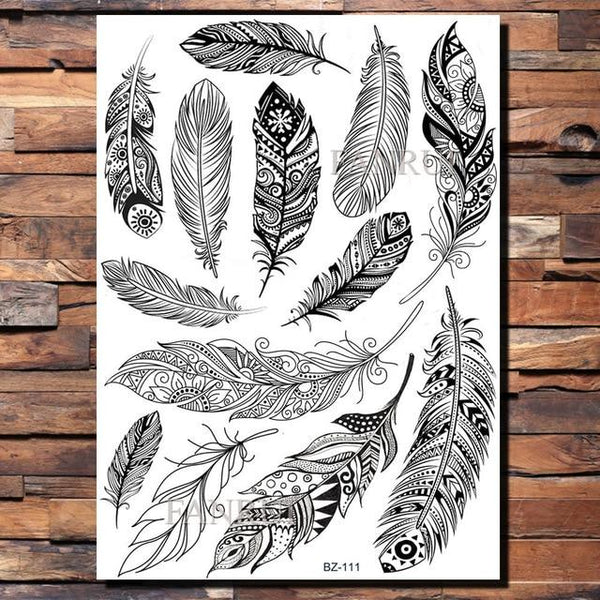 Lace Black Henna Temporary Tattoo Sticker Owl Mandala Waterproof Fake Tattoo Body Art Women 20x15CM Mehndi Bracelet Tatoo Paste