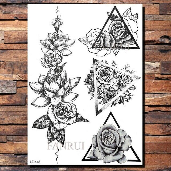 Lace Black Henna Temporary Tattoo Sticker Owl Mandala Waterproof Fake Tattoo Body Art Women 20x15CM Mehndi Bracelet Tatoo Paste